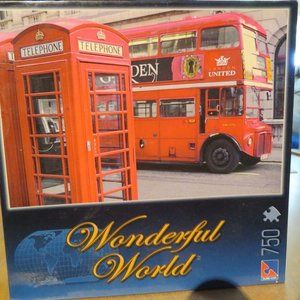 Sure-Lox Wonderful World London UK RED Bus & Phone Box 750 Pc COMPLETE (P179)
